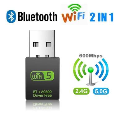 600Mbps Wireless WiFi Adapter + USB Bluetooth Transmitter Receiver 2In1 Wi-Fi Dongle Adapter Lan USB Ethernet Driver-free Network Card For PC Laptop