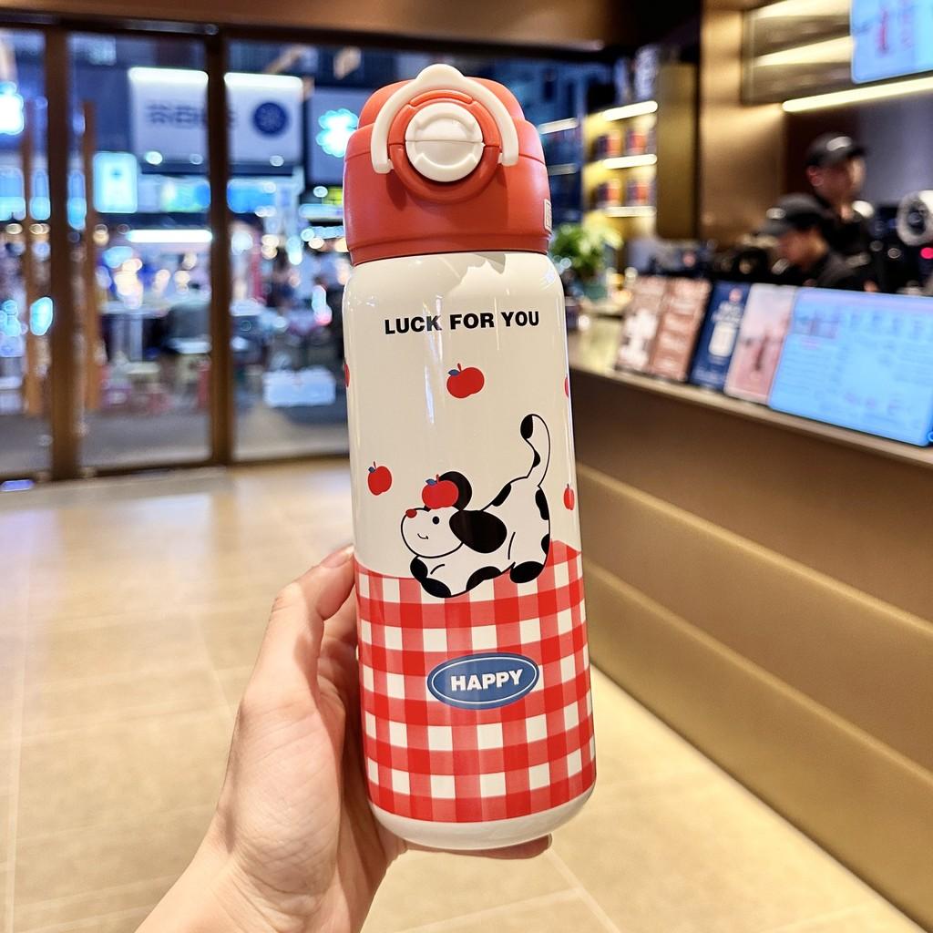 Childrens Cartoon Insulated Water Bottle With Straw Lock For School And Travel