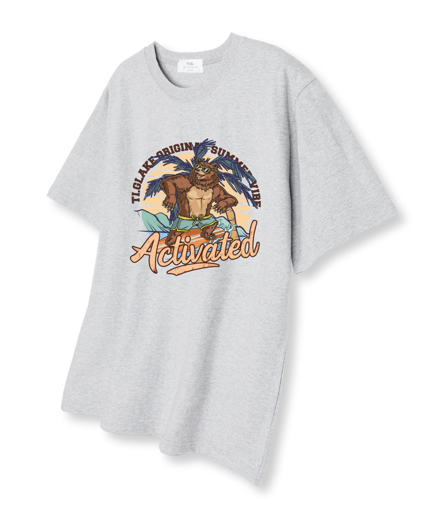 Tee Glake Vintage Summer Short Sleeve T-Shirt Light Gray L