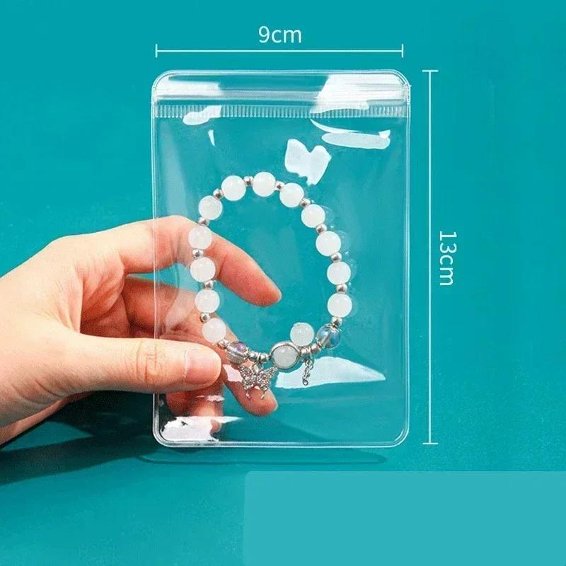 10/200Pcs Transparent PVC Jewelry Pouches Zip Storage Bag for Earring Necklace Jewelry Anti-Oxidation Display Packaging Bags