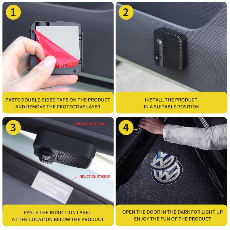 Car Emblem Wireless Courtesy Lamp Auto Door Welcome Light LED Projector For Volkswagen Golf-5 6 7 Bora POLO MK4 MK6 Passat B5 B6
