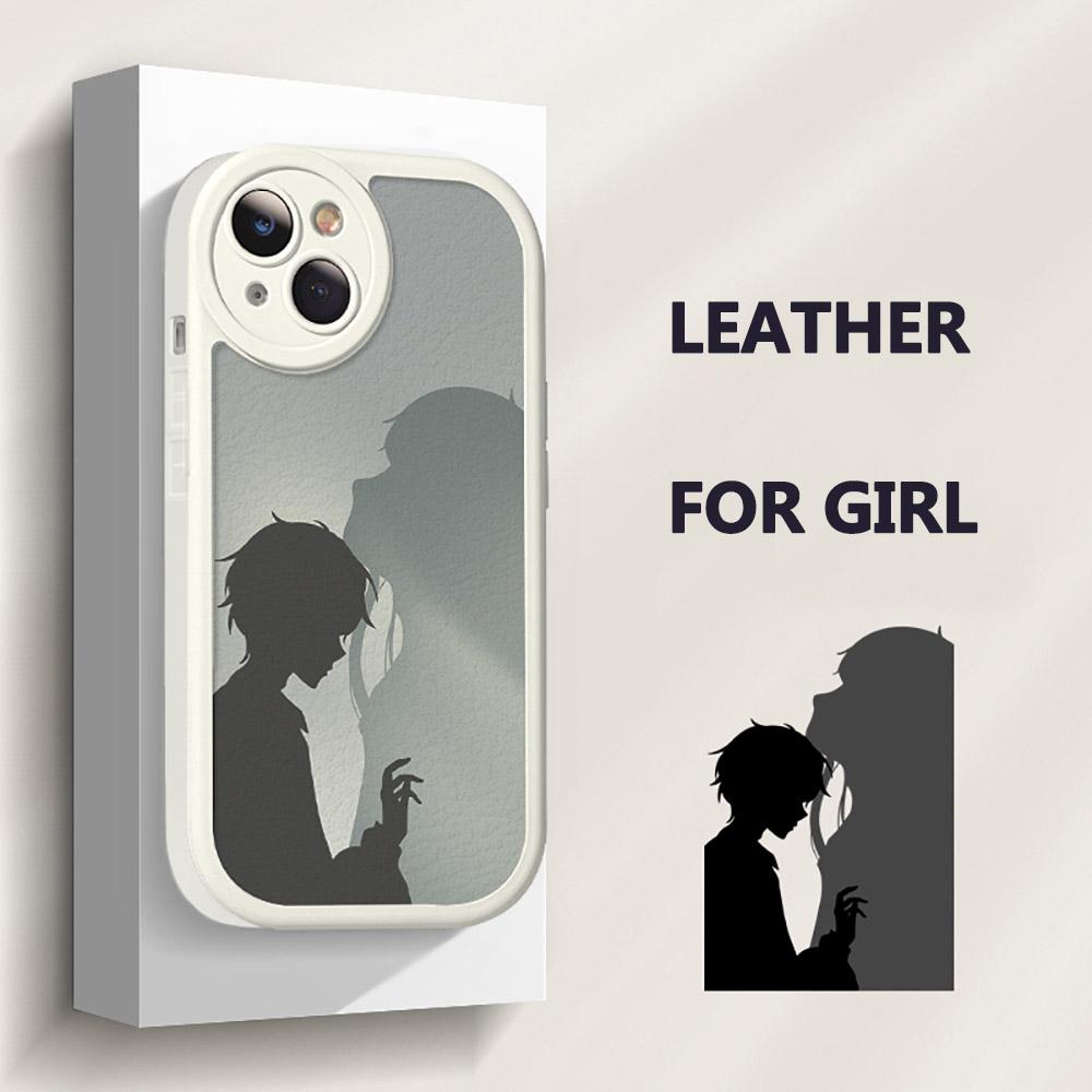 Couple Lovers Girl Boy Leather Phone Case For iPhone 17 16 15 14 13 12 11 Pro Max Mini Plus Cover