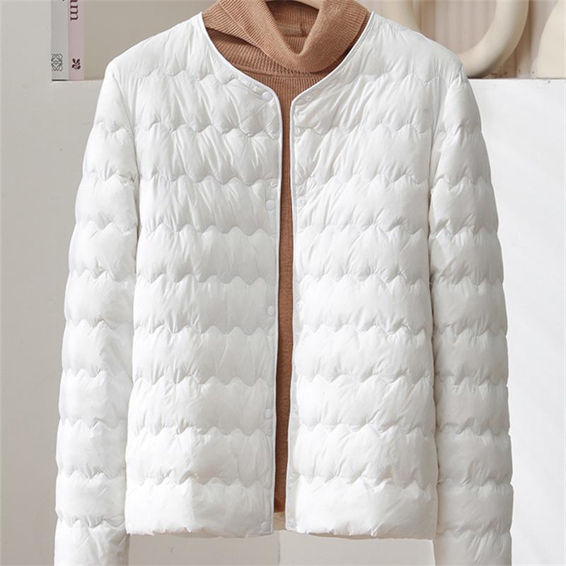 Autumn and winter lightweight down jacket women's short wavy round neck variable V-neck warm inner jacket
