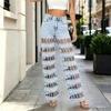 Summer Fashion Hollow Out Denim Pants Woman Solid Color High Waist Wide Leg Jeans Female Streetwear Bottoms
