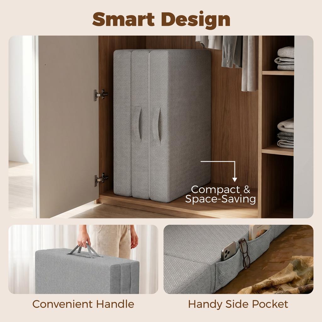 Materasso Pieghevole 200 x 90 cm, Materasso Pieghevole 15 cm, Materasso Portatile da Pavimento con Copertura Lavabile, Testato Oeko-Tex