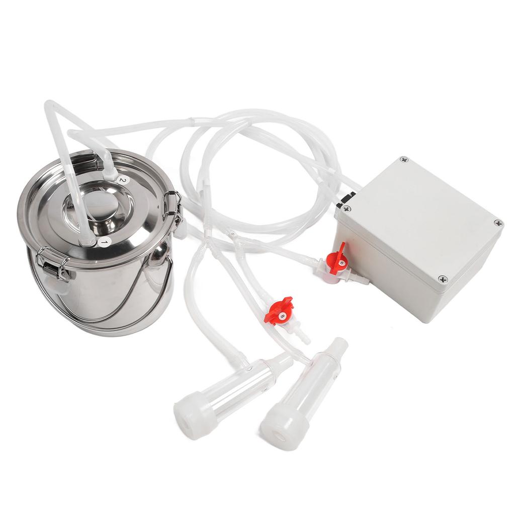 Máquina de Ordenha Elétrica 3L Mãos Livres Balde de Aço Inoxidável Tubo de Copo de Silicone Portátil Máquina de Ordenha por Impulso 100‑240V Plugue UE