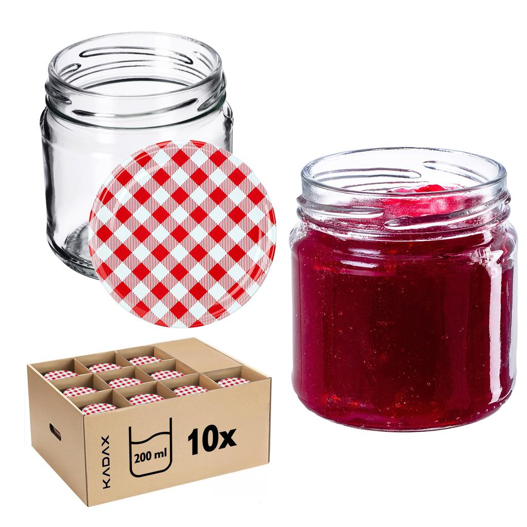 KADAX 10x Glas 200ml + Deckel Fi66 für Konserven Marmelade