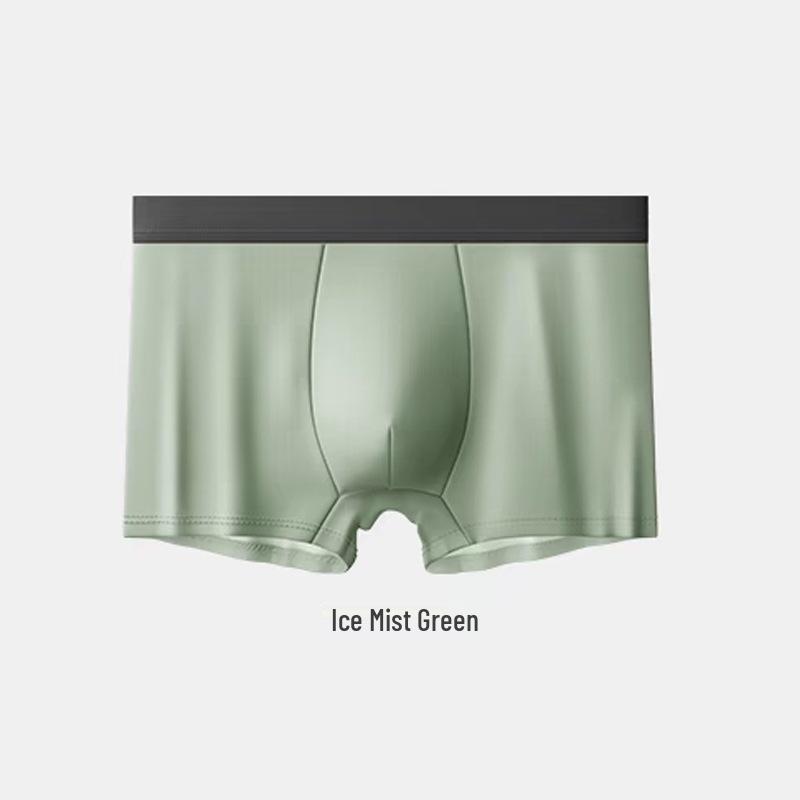 Men's Ice Silk Boxer Briefs: Plus Size, Breathable, Pure Cotton Crotch, Four-Corner Design