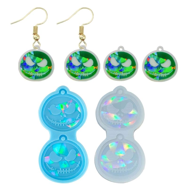 Light Shadow Keychain Pendant Silicone Mold Pumpkin Head Holographic Earrings Mold DIY Ornaments Mould for Birthday Gift