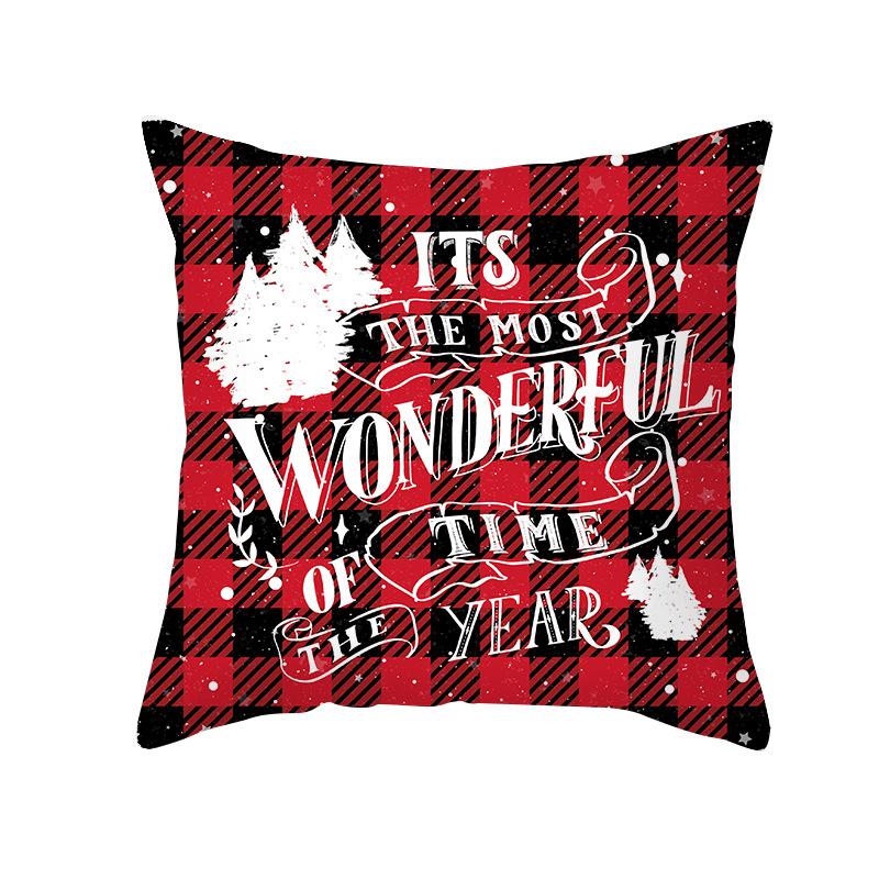 

New Red Plaid Christmas Pillow Cover Peach Skin Sofa Cushion Cover Office Pillow Cover 45 * 45Cm (without pillow core)