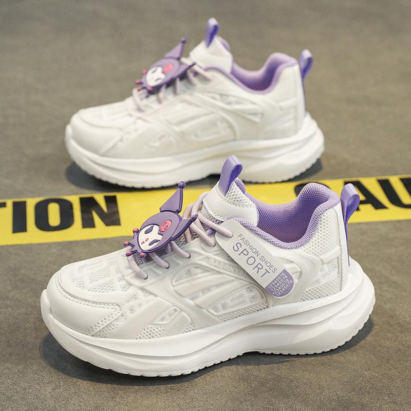 Summer Girls Mesh Sneakers Small Middle School Older Children Students Lace-Up Running Shoes Lightweight Shock Absorbing Breathable Classmate