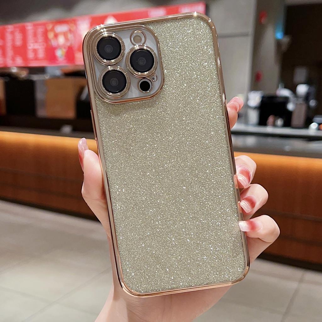 Applicable To IPhone 16 Mobile Phone Case Apple 14/15 Electroplating Full-inclusive 13promax Anti-fall Flash Powder Protective Case Ins