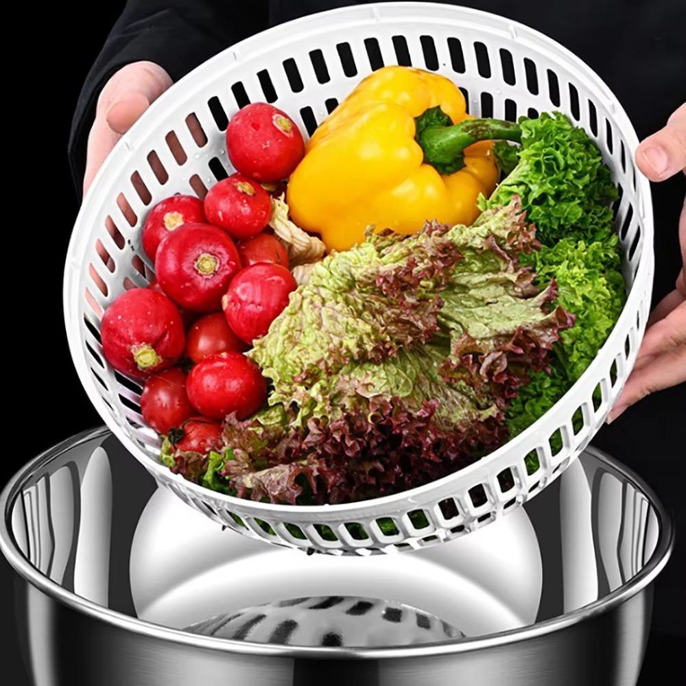 Handmatige Groentedehydrator Roestvrij Staal Fruitwasser Saladeslinger Keukenaccessoires