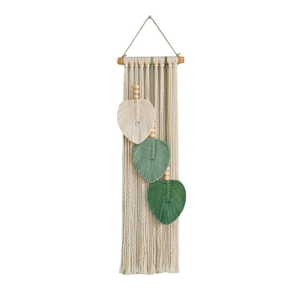 Chic Style 7.87x25.98in Macrame Wall Hanging Cotton Yarn Woven Boho Wall Decor Handmade Leaf Design Woven Wall Art For Nursery