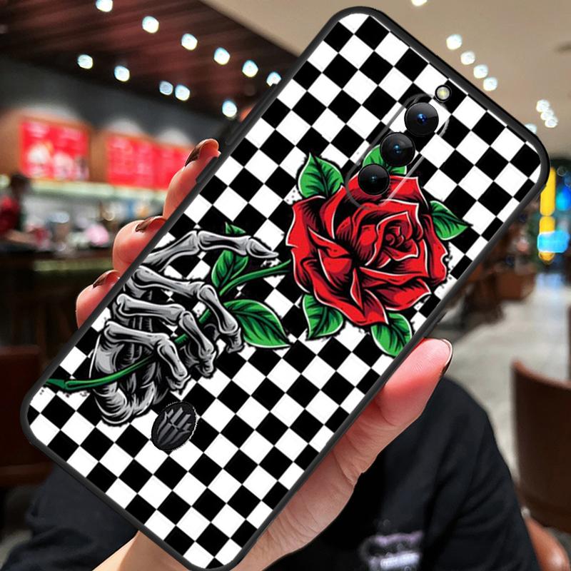 Checkerboard Sunflower Case For ZTE Nubia Red Magic 10 Air 7 6S 7S Pro Red Magic 11 10 9 8 8S 9S 10S Pro Plus Cover
