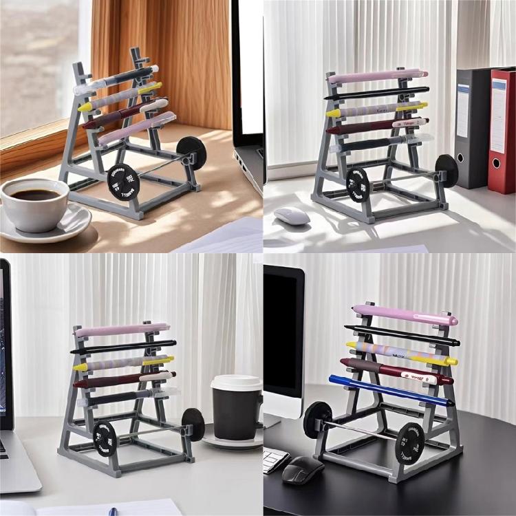 Barbell Themed Pen Display Stand Paint Brush Holder Desk Pen Organizers Rack for Office Desktop Storage and Organization