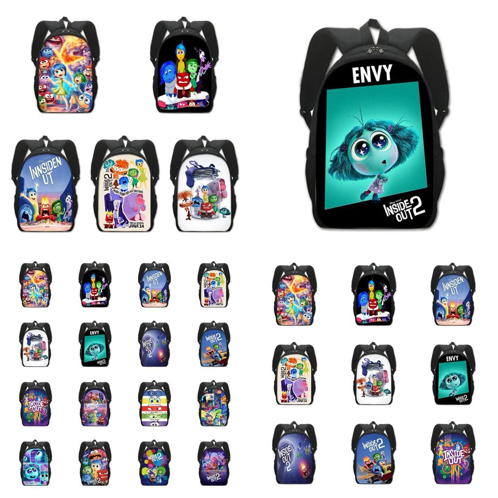 Adorable Inside Out 2 Cartoon Backpack For Kids Spacious Polyester School Bag