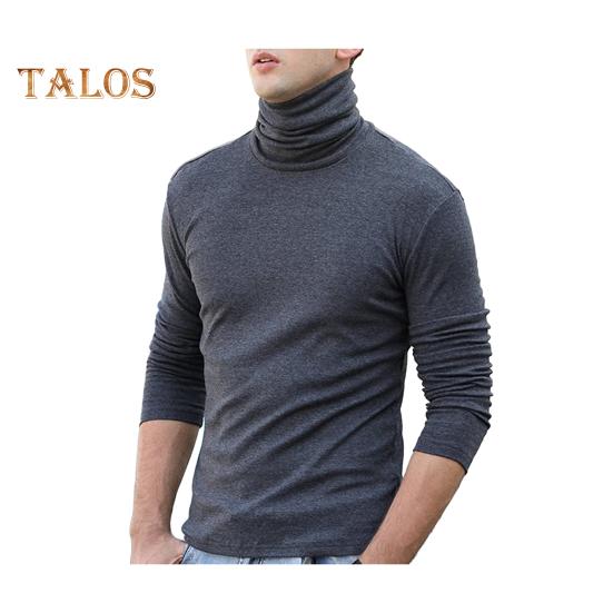 Top a strati da uomo a collo alto protegge il collo dal vento altamente elastico vestibilità slim tinta unita top pullover per sport viaggi ufficio abbigliamento quotidiano