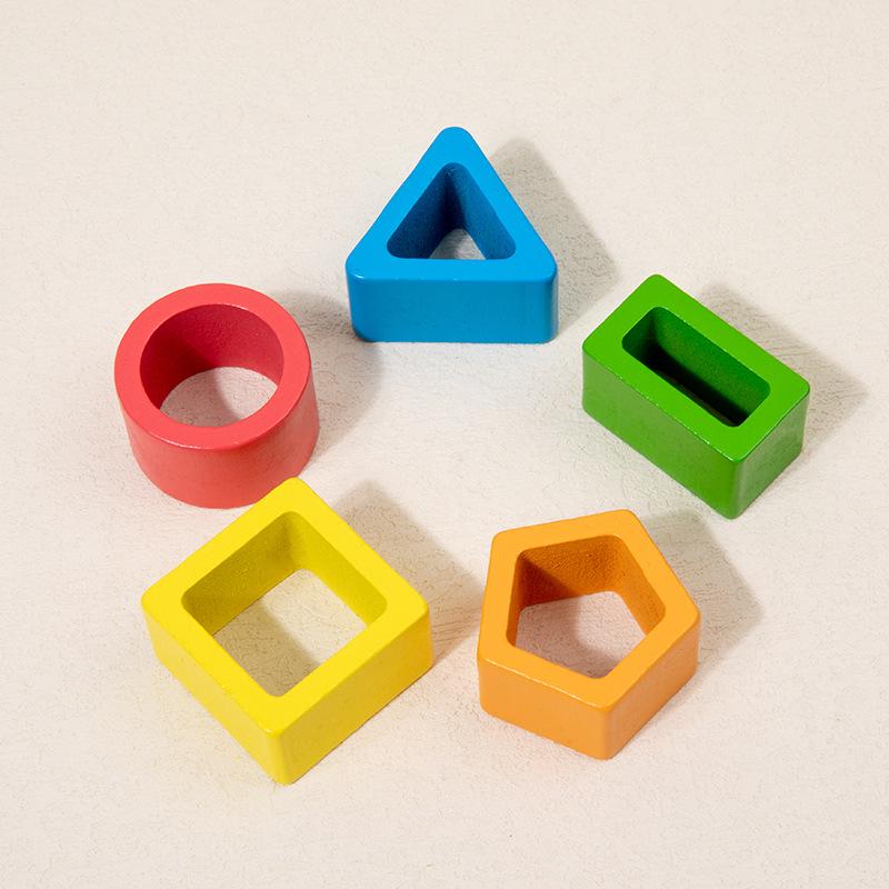 Geometrische Formen Holzbausteine Set: Frühe Entwicklung Kleinkind Lernspielzeug