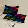 3pcs Geometric Pattern Flat Sheet 3D Printed Neon Colors Fitted Sheet Sets With Pillowcases No Filling Cool Visual For Teen Boys