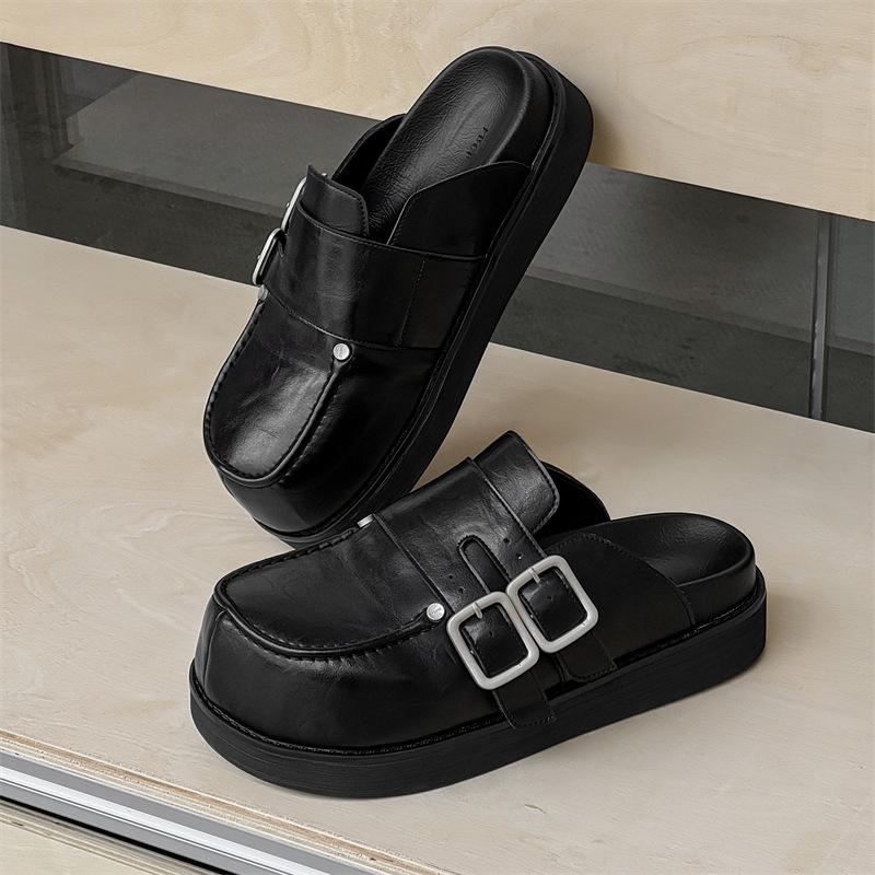 Baotou Half Slippers Big Toe Boken Shoes Men's and Women's Thick-soled Heightened Outer Wear Couple Slippers 20521-10521-J