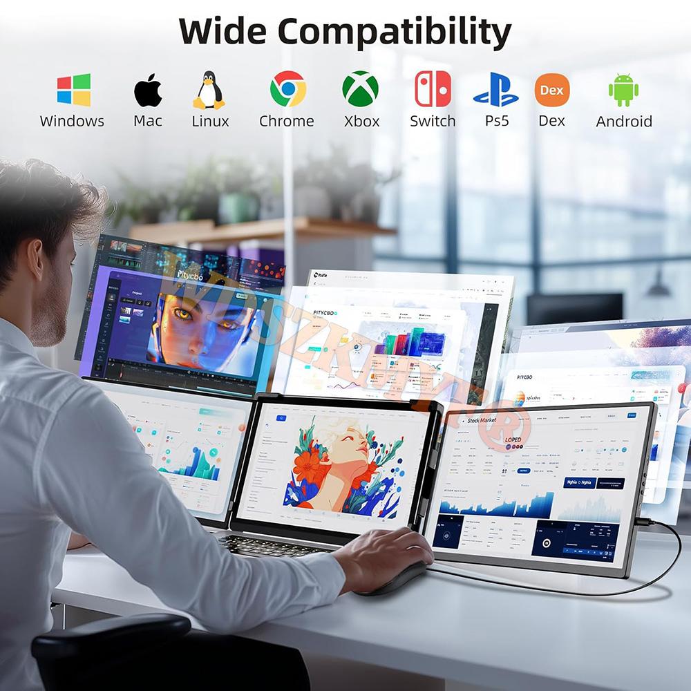 14" 14.1"Portable dual monitor FHD IPS screen Plug&Play USB-C laptop extender Triple Laptop Screen Extender  Second display