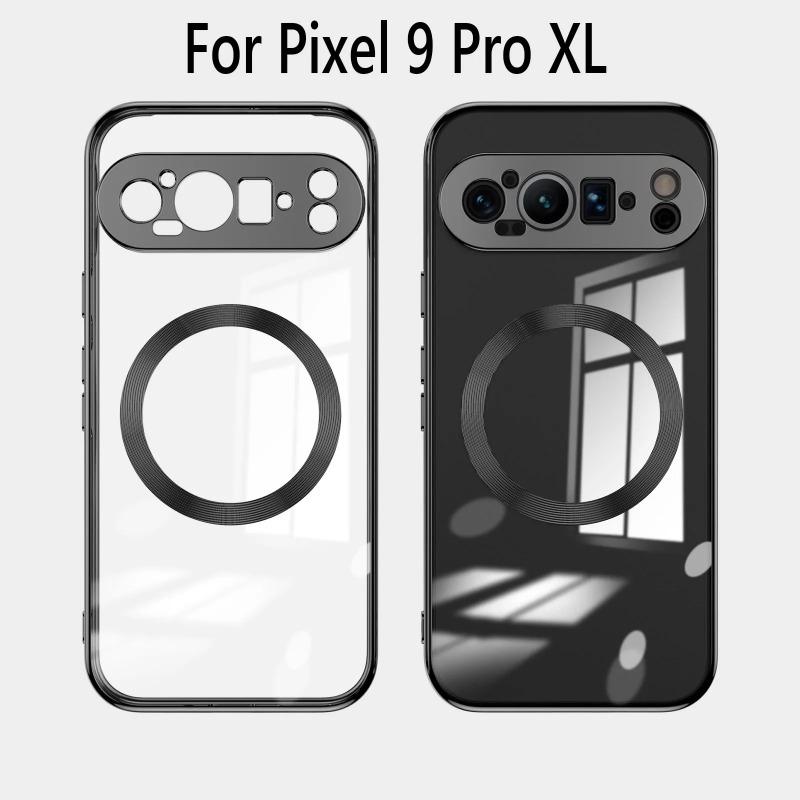For Google Pixel 9 Pro XL Case Luxury Magnetic for Magsafe Plating Soft Clear Back Cover On For Pixel 9 Pro Pixel9 8A 8pro Transparent Full Cover