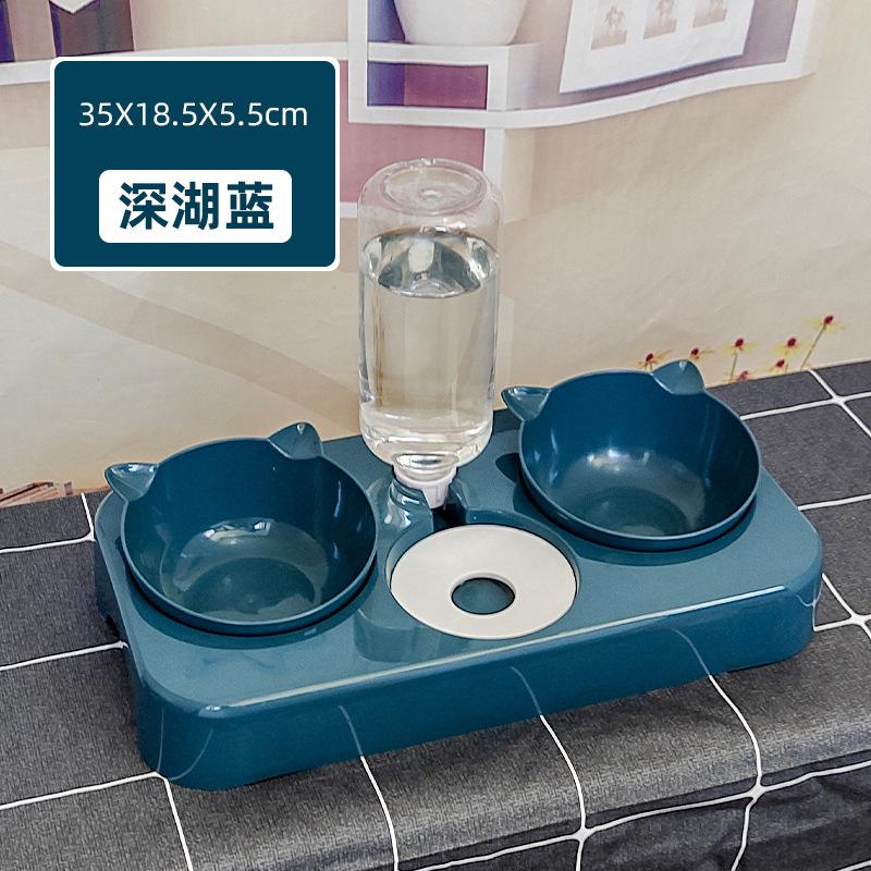 New Pet Dog Double Bowl Moisture-proof Mouth Neck Protection Dog Food Basin Multi-purpose Automatic Drinking Cat Basin