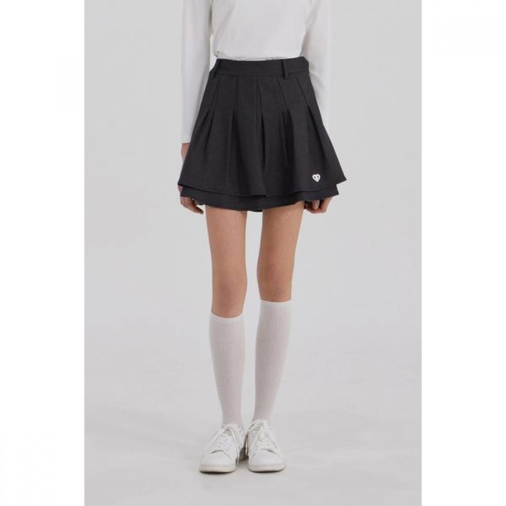 GOXO Charcoal Two Layer Skirt Metal Heart