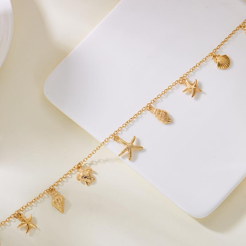 Bohemian Hvězdice Mušle Lastura Želva Přívěsek Náhrdelník Pro Ženy Kouzlo Řetízek Choker Plážové Šperky Dovolenkový Dárek