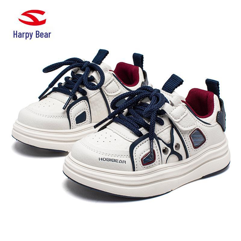 Habi Bear Kids' Spring & Autumn Synthetic Leather Sneakers - Casual Board Shoes for Boys & Girls