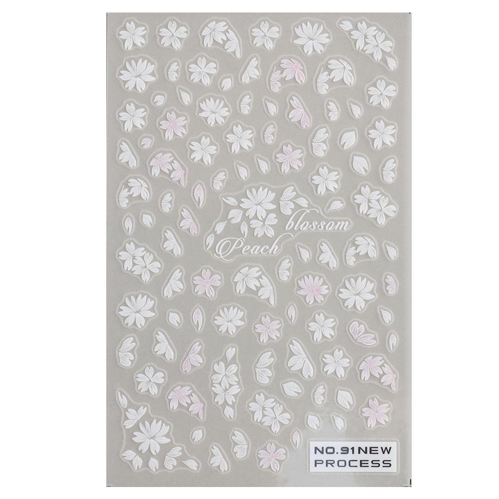 Nail Art Stickers Ins Spring Small White Flower Sunflower Butterfly Tough And Thin Series Adhesive Nail Stickers