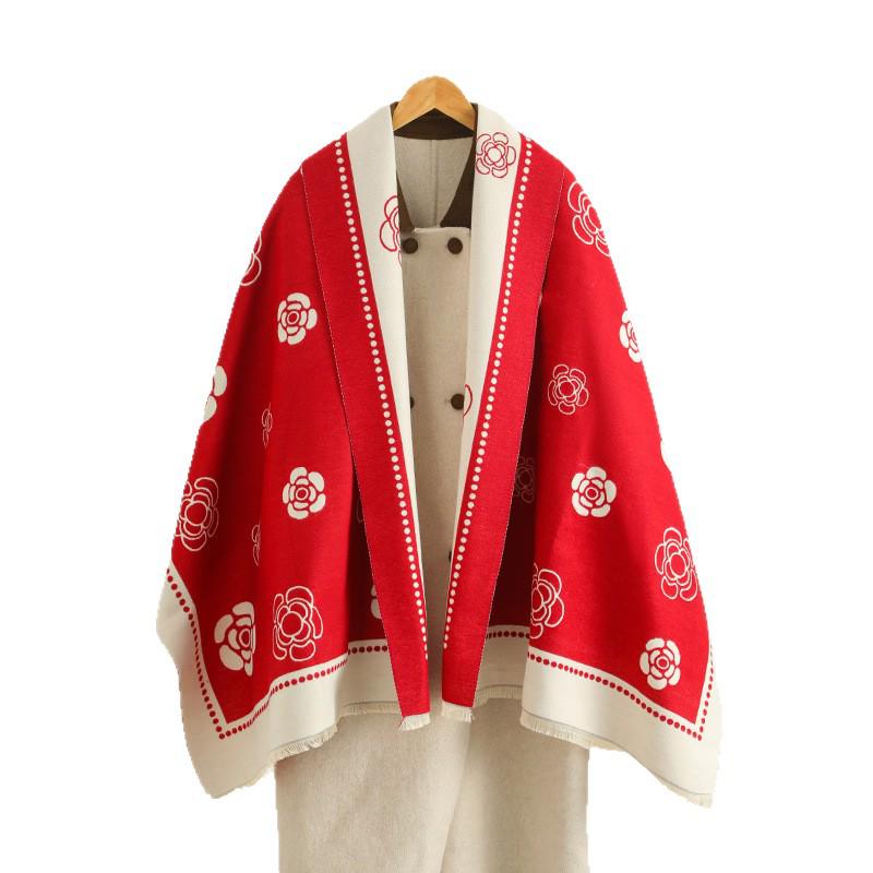 Luxury Double-Sided Women's Scarf: Thick Imitation Cashmere Shawl & Neck Warmer for Autumn/Winter