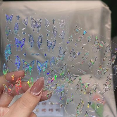 Flüssiger hohler Schmetterlings-Aufkleber, Diamant-funkelnde Muschel, heller Schmetterlings-Nagelaufkleber, Nagelkunst-Abziehbild-Design, Maniküre-Werkzeug