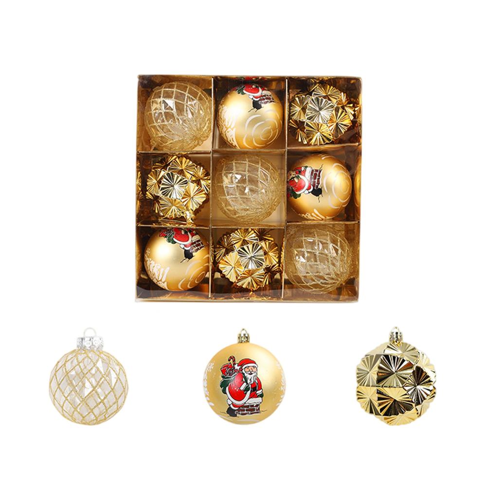 9 Pcs 8 Cm Christmas Ball Ornaments For Holiday Wedding Party Tree Decorations,gold/red/sliver/rose Sliver
