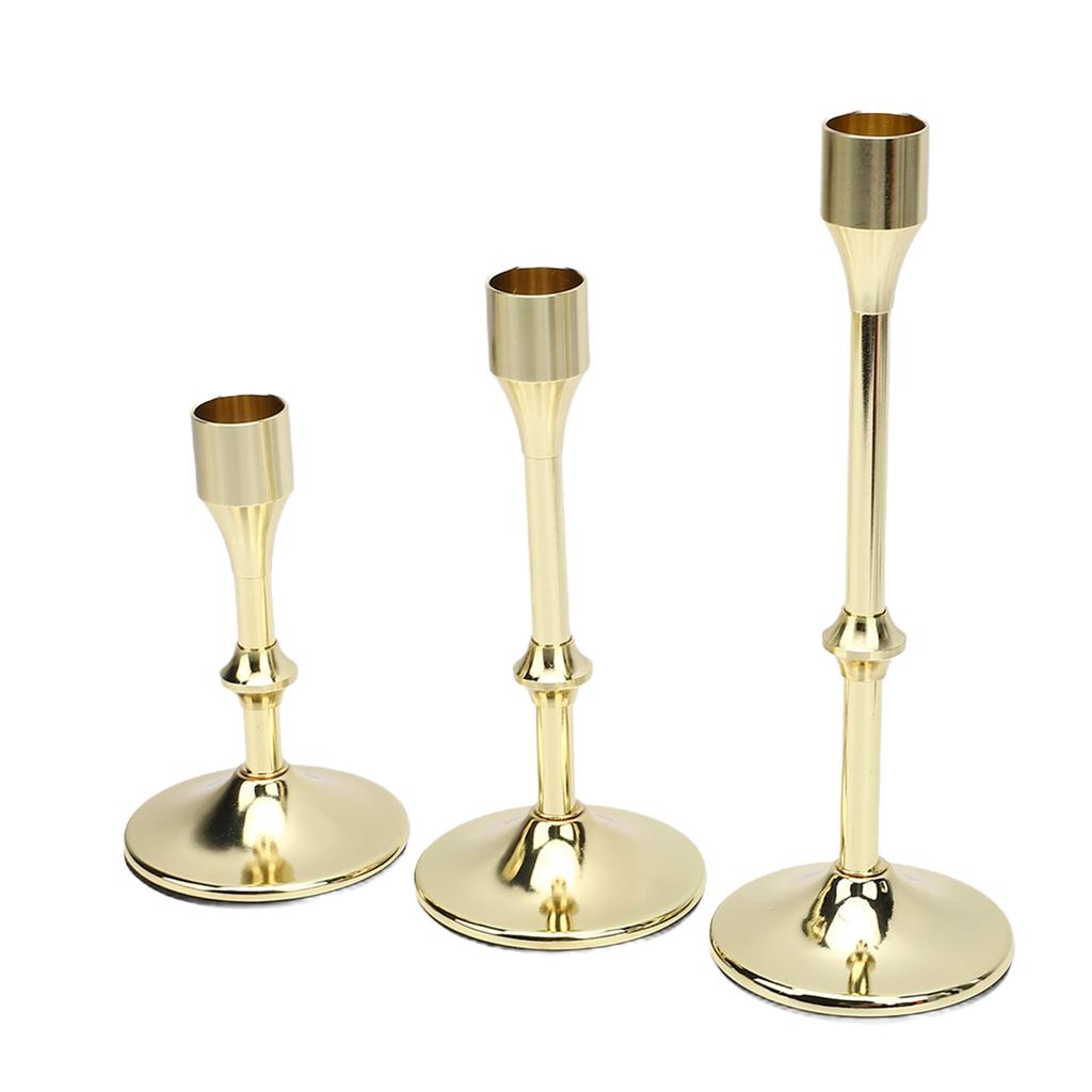 3 Pcs Candlestick Holder Steel Vintage Tall Metal Taper Candle Holders with Round Base for Table Wedding Housewarming