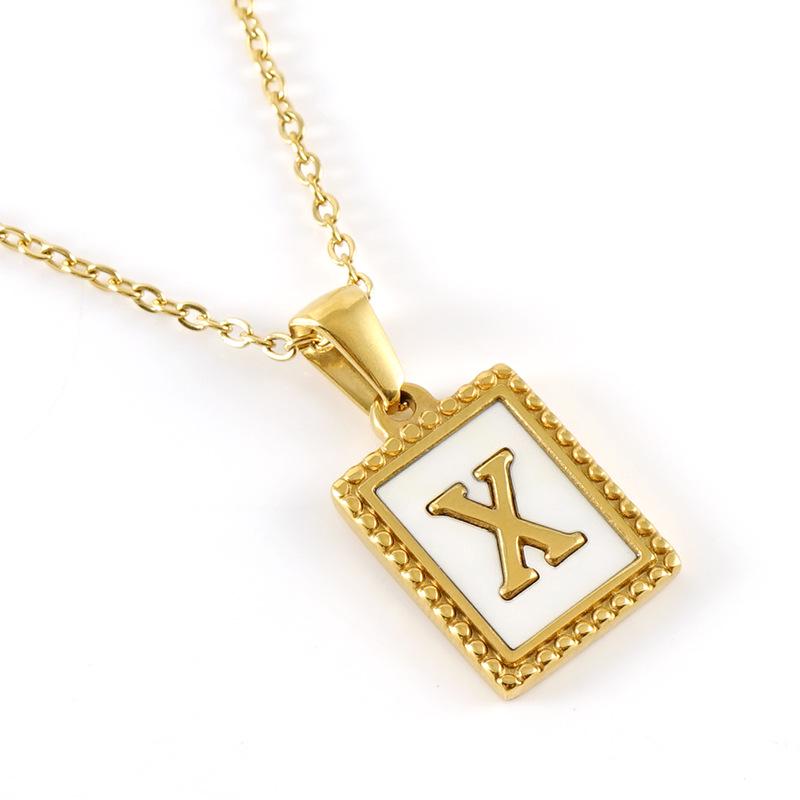 18K Gold Stainless Steel Letter Pendant Necklace – European and American Style Titanium Steel Clavicle Chain for Women