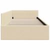 Corner Bed Frame with Headboard Cream 90 Cm X 200 Cm Fabric