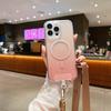 Crossbody Necklace Lanyard Gradient Rainbow Laser For Magsafe Magnetic Case For iPhone 16 15 14 Plus 13 12 11 Pro Max Cover