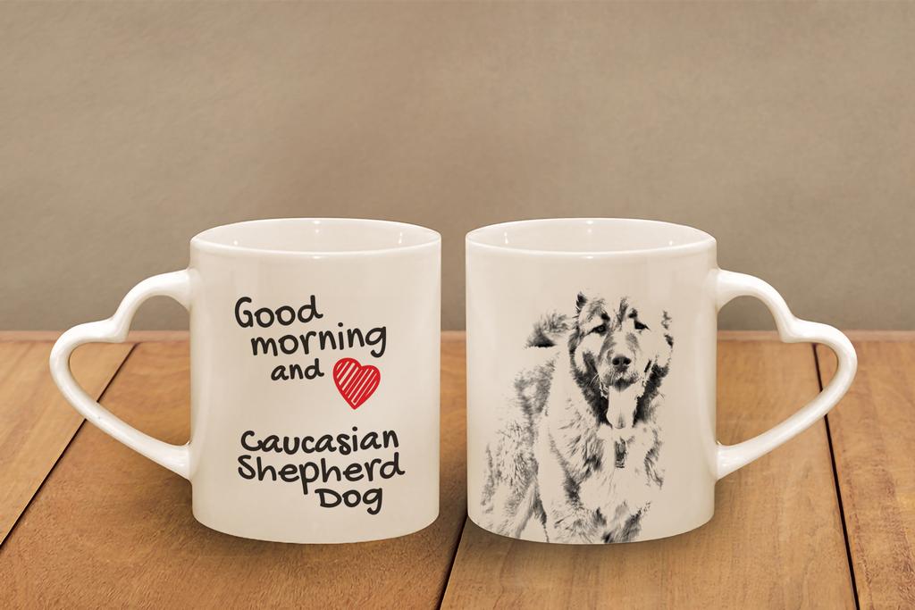 Caucasian Shepherd Dog, Caucasian Ovcharka - cup with a dog, adorable cup with a heart-shaped handle, universal gift from the Art-Dog brand