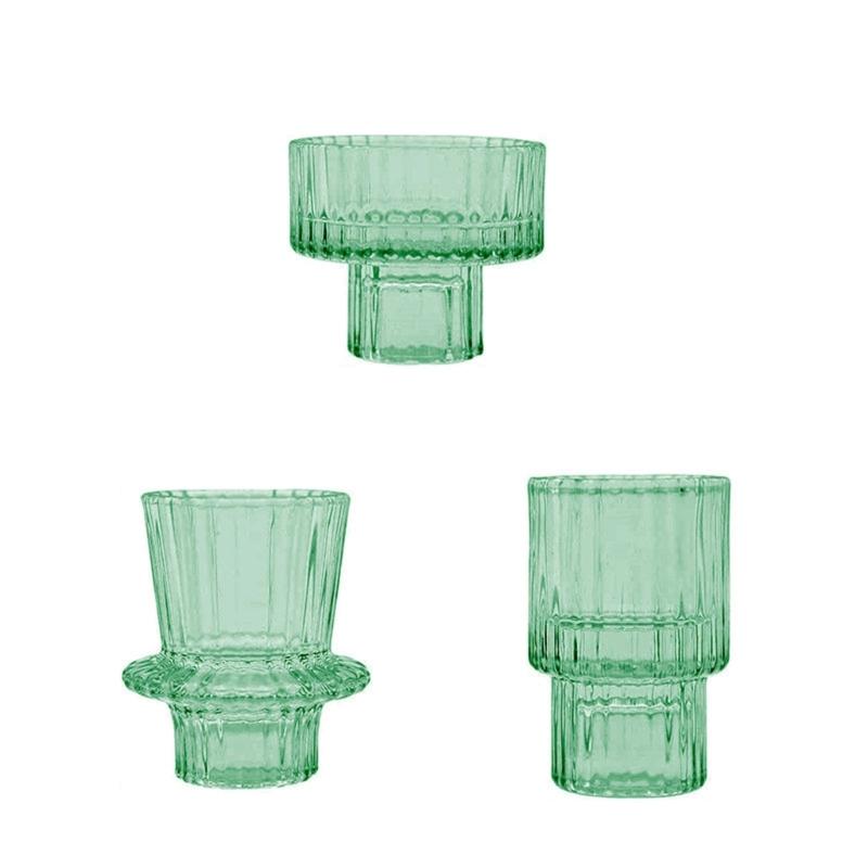 Vertical Stripe Candle Holder Clear Glass Candle Holder Tea Light Holder Centerpiece for Weddings Restaurant Parties