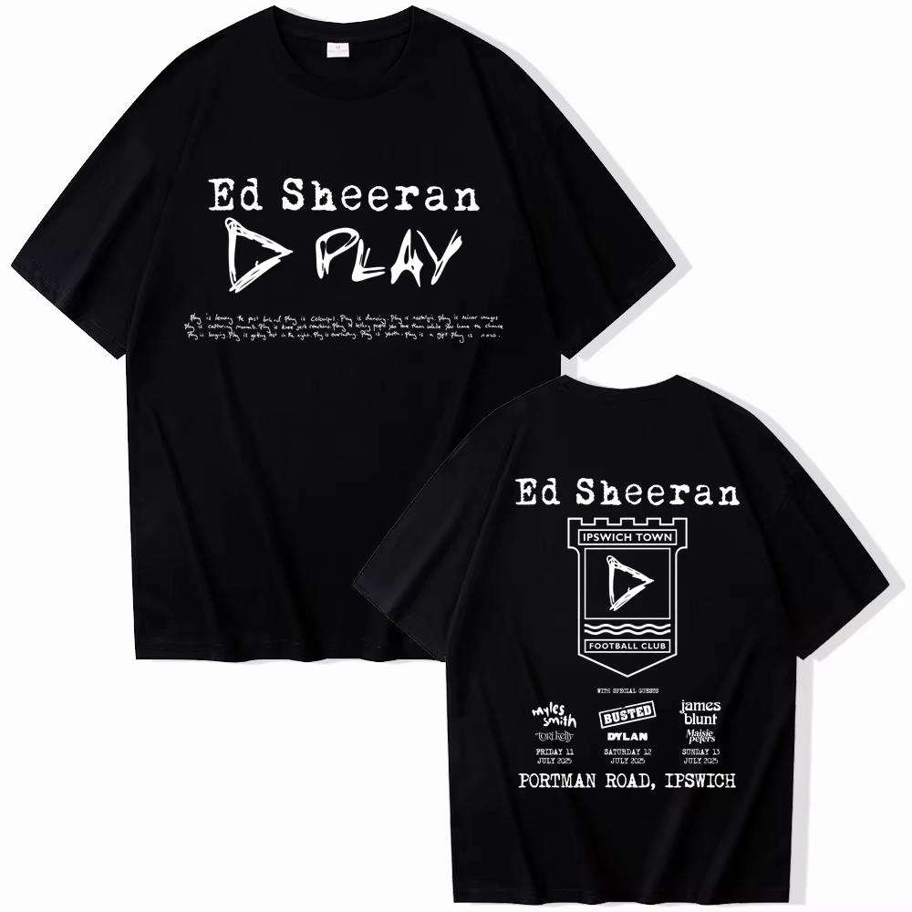 Ed Sheeran Play Tour Cotton Printed T-shirt Summer Men Women T Shirts Streetwear Hip Hop Ed Sheeran Merch Graphic Tee Tops