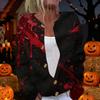 Women's Long Sleeve Knit Cardigan Button Front Sweater Halloween Themed Print Casual Lightweight Outerwear for Seasonal Wear