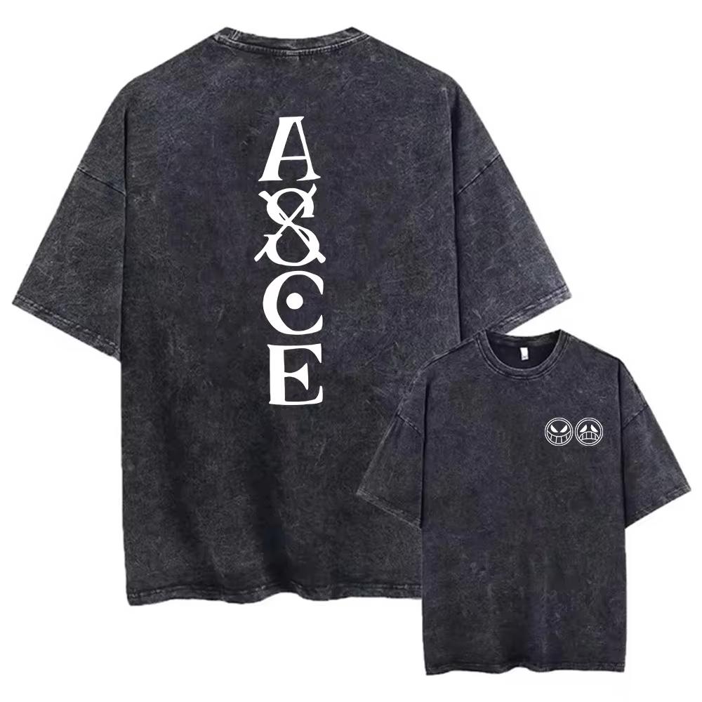 Japanese Anime ONE PIECE Printed Tshirt Mens and Womens Washed Tshirt High Quality Vintage Cotton Tshirt Harajuku Tops XL
