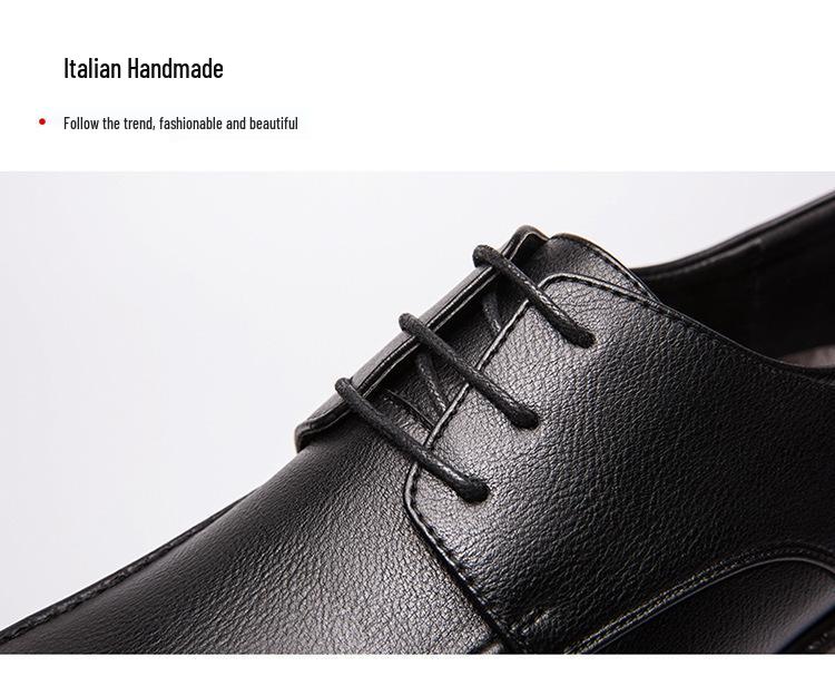 Men's All-Season Pointed Toe Leather Shoes - Korean/British Style, Casual Business Lace-up
