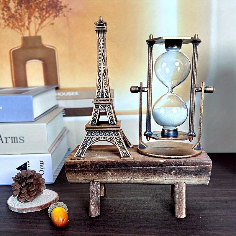 Creative Retro Iron Tower Hourglass Ornaments Simple and Modern Home Study Wooden Pendulum Hourglass Ornaments