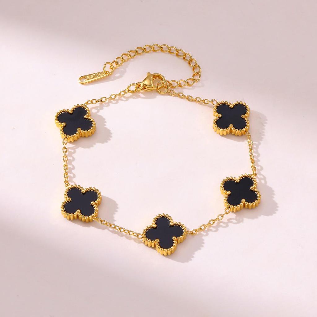 Lucky Clover Titanium Steel Bracelet - Light Luxury Fashion, Versatile for Commuting