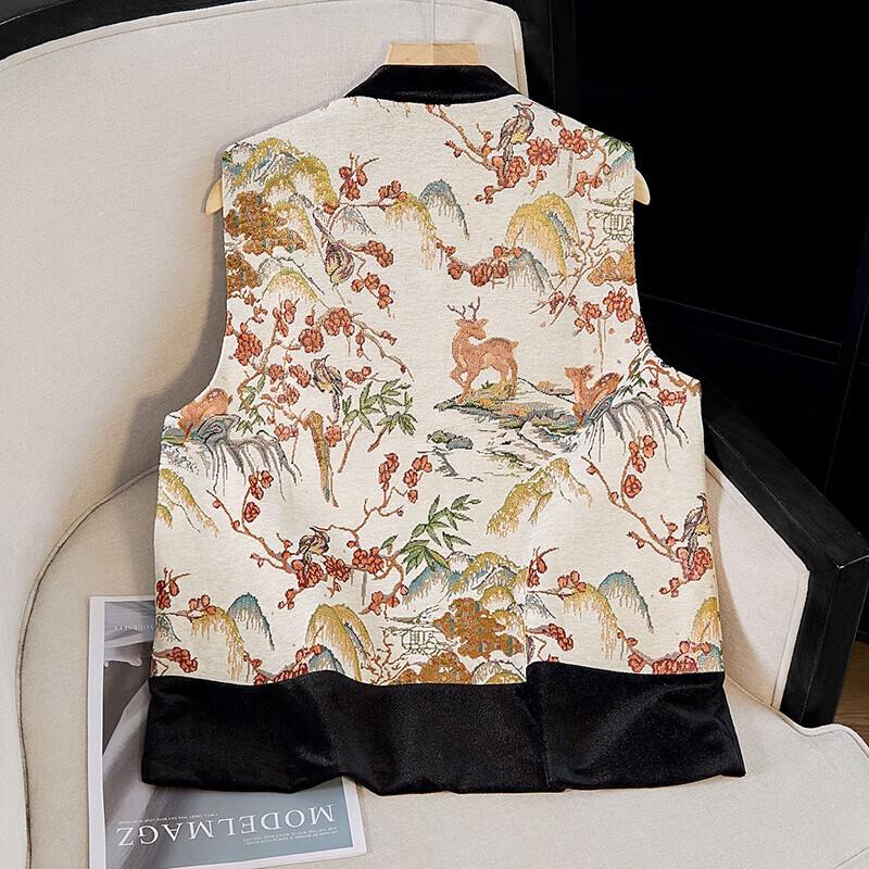 Women's New Chinese Color Block Stand Collar Vest