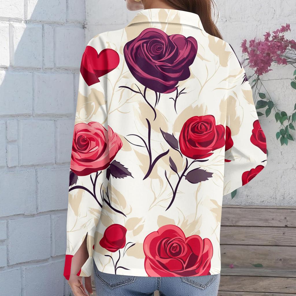 Women's Buttoned Long Sleeved Casual Regular Shirt With Collar Top