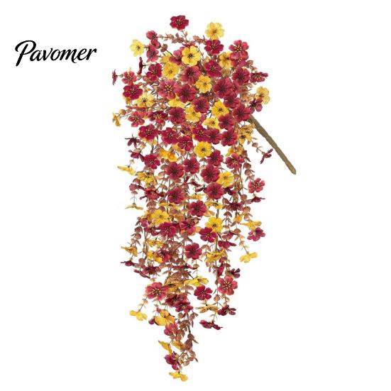 Maintenance Free Greenery Artificial Hanging Fall Flower, Realistic Plastic Cascading Vines Textures Fake Green Leaf Garland Plant, Maintenance-free